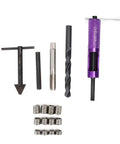 Half Inch 13 UNC Thread Repair Kit with 12 threaded inserts and tools for home mechanics, includes drill bit, tap, and install tools.