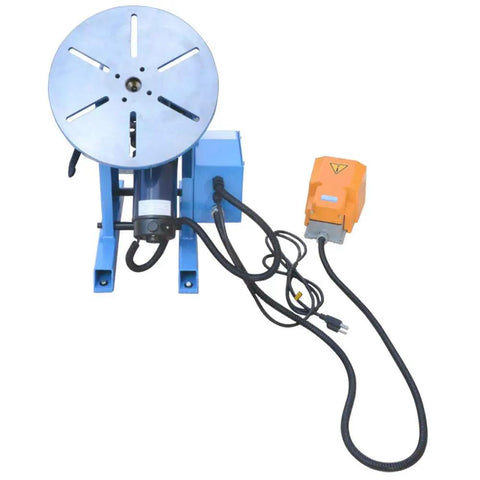 Heavy Duty Rotary Welding Positioner Turn Table With Smooth Variable Speed Control and Kickass Three Jaw Chuck, close-up view with motor.