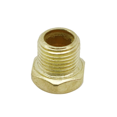 Close-up of Four Piece Sintered Bronze Breather Vent Kit One Eighth Inch NPT showing threaded brass vent for cylinders or valves.