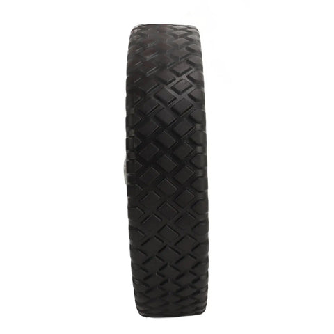 Side view of a single 8-Inch PVC Mower Replacement Wheel with Bearings for Push Lawn Mowers, Heavy-Duty Grip Traction, Smooth Rolling