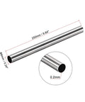 304 stainless steel tubing for DIY projects measuring 250mm length, 6mm outer diameter, and 0.2mm wall thickness, ideal for metal fabrication.