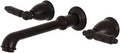 Georgian Two Handle Wall Mount Roman Tub Faucet Oil Rubbed Bronze No Drip Ceramic Disc Cartridge Solid Brass Construction 7 GPM Flow At 80 PSI