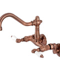 Vintage 6 Inch Adjustable Center Wall Mount Kitchen Faucet In Oil Rubbed Bronze With 8.5 Inch Victorian Swivel Spout