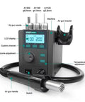 580W Digital Vortex Hot Air Rework Station With LCD Display Auto Sleep Fast Desoldering Soldering Tool with nozzles and controls visible