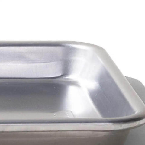 Side view of a Quarter Sheet Pan for Home and Pro Kitchens, Commercial Grade Aluminum Bakeware, showing 1 inch deep edge