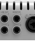 Back panel of Apollo Twin X Quad Gen 2 Thunderbolt 3 Audio Interface showing input and output connections for pro studio recording.