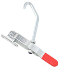 Heavy Duty Galvanized Iron J Hook Toggle Clamp With 170kg Strength For Secure Door Lid Trunk Pull Latch And Case Smoker Storage Clamping, close-up view showing the hook and handle.