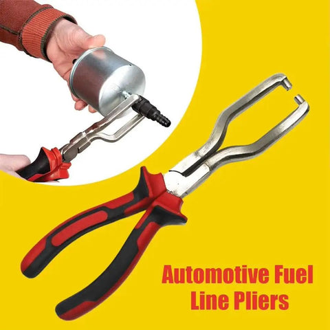 Heavy Duty Fuel Line Pliers For Chevy Volt Bolt Blazer Ev with non-slip jaws gripping a fuel filter.
