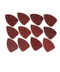 Super Cool 140X98Mm Triangular Sandpaper Sheets With 6 Hole Design For Fast Dust Extraction And Hook Loop Attachment arranged in a pack.