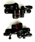 Hardcore Mountain Mechanical Disc Brake Kit With Front And Rear Calipers And Pro Levers Features Rapid Mount Setup visible from top and side angles.