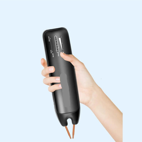 Hand holding 11 Amp Spot Welder with Automatic and Manual Modes Detachable Welding Pins Built In Smart Thermometer