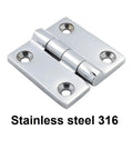 Four Hole Butt Hinge In 316 Stainless Steel Heavy Duty With Four Mounting Holes 38mm And 50mm Sizes Mirror Polished Finish