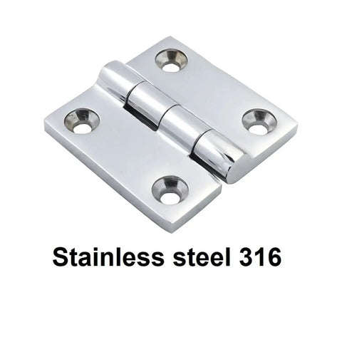 Four Hole Butt Hinge In 316 Stainless Steel Heavy Duty With Four Mounting Holes 38mm And 50mm Sizes Mirror Polished Finish