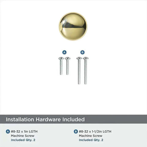 10 Pack Round Polished Brass Cabinet Knobs Smooth Zinc Drawer Handles For Kitchen Cupboard Furniture Hardware Top Shelf Slick Design With Included Mounting Screws and screws.