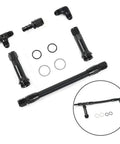 Upgrade Your Ride With This Rock Solid Holley AN6 Three Way Fuel Line Conversion Kit Designed For 4150 Carburetors To Ensure Smooth Flow And Serious Engine Efficiency No More Leaks Just Pure Performance. AN6 black fuel line kit with fittings, O-rings, and 4150 carburetor connectors