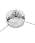 Pro Level Three Jaw Lathe Chuck With M12 M14 And 8 TPI Threads Rock Solid Zinc Alloy Build, showing open jaw design.