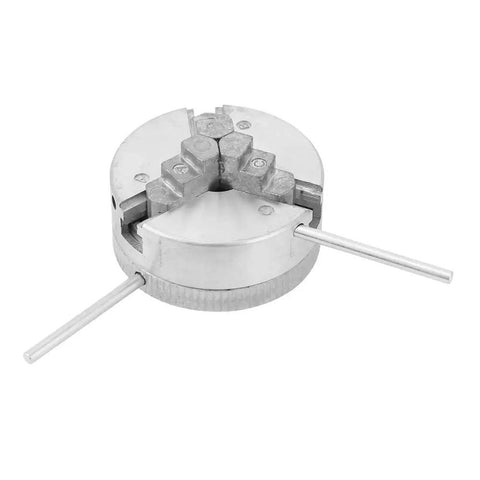 Pro Level Three Jaw Lathe Chuck With M12 M14 And 8 TPI Threads Rock Solid Zinc Alloy Build, showing open jaw design.