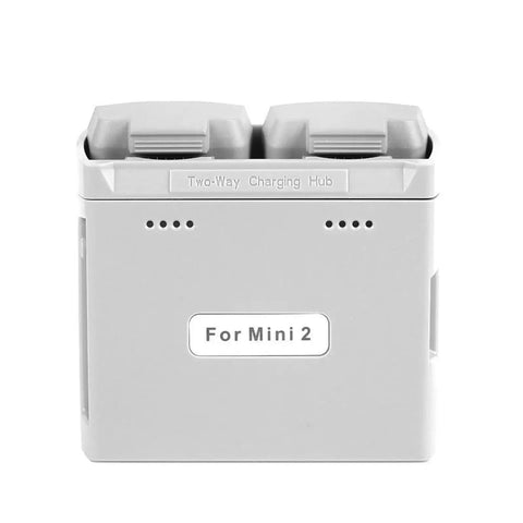 Dual Port Fast Charging Station For Two Drone Power Cells, Three Way Charger For Mini Series Drones, Compact Desk Top Power Dock