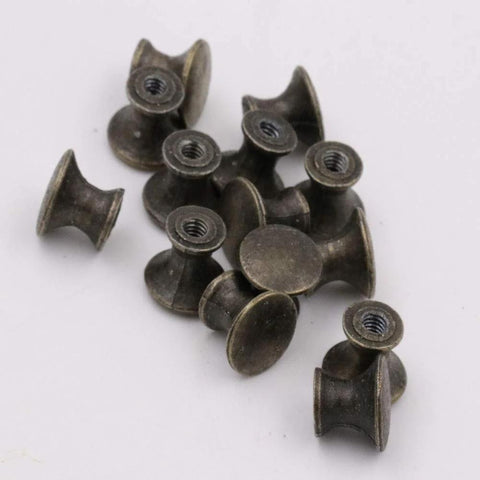 10 Pcs Vintage Bronze Drawer Pull Handles Zinc Alloy Mini Metal Knobs for cabinets, jewelry boxes, and gift cases in a pile