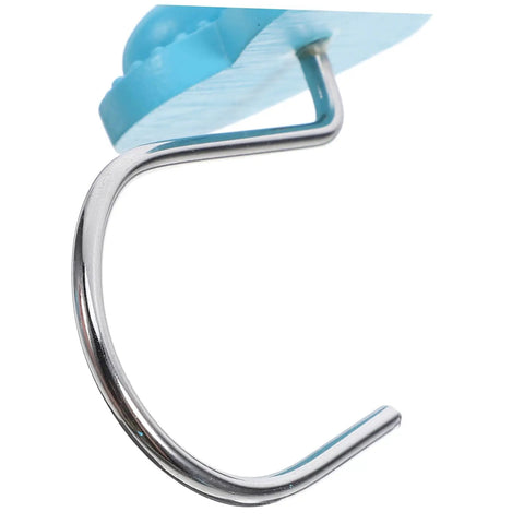 Close-up of blue heart pendant on shower curtain hook from Heart Pendant Shower Curtain Hooks 12 Piece Set Retro Resin Rod Hangers