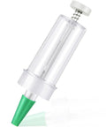 Mini Seed Dispenser And Hand Seeder Tool For Garden Planters with green nozzle, transparent body, ideal for precise sowing