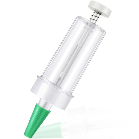 Mini Seed Dispenser And Hand Seeder Tool For Garden Planters with green nozzle, transparent body, ideal for precise sowing