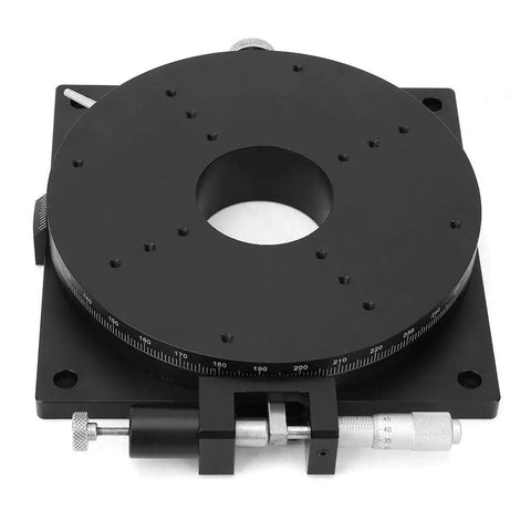 Pro Grade Manual Rotation Stage 0.01mm Precision 360 Degree Rotating Sliding Stage 160mm By 30mm For Fine Tuning CNC Milling Microphotography And Camera Angles Aluminum Black Anodized