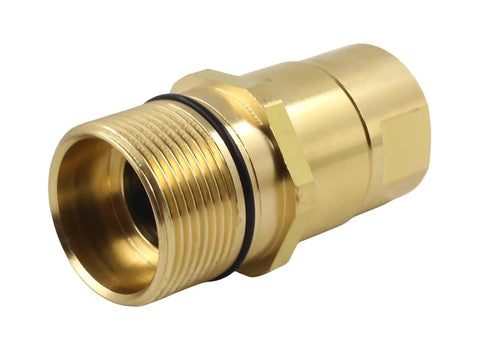 Brass 3/4 in NPT hydraulic quick-disconnect coupling with O-ring for live-bed dump trailer hydraulic systems.