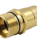 Built Tough For Your Rig Smooth No Sweat Wet Line Setup Heavy Duty 1 Inch Npt Hydraulic Quick Disconnect Coupler Set With Wing Nut Brass. Close-up of brass coupler with threaded female end.