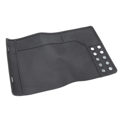 Top view of Magnetic Cleaning Mat With Magnetic Dots Non Slip Rubber Workbench Pad for Electronics Cars Motorcycles Repair 16.5 x 10.4 Inches Black