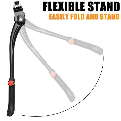 Adjustable Aluminum Bike Kickstand Center Mount For 24 To 29 Inch Mountain, Road, BMX And MTB Bikes, flexible stand illustration