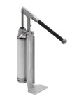 Heavy Duty Manual Loading Paste Pump With 15 Inch Handle And Stable Aluminum L Base For Thick Liquids, shows aluminum body and handle.