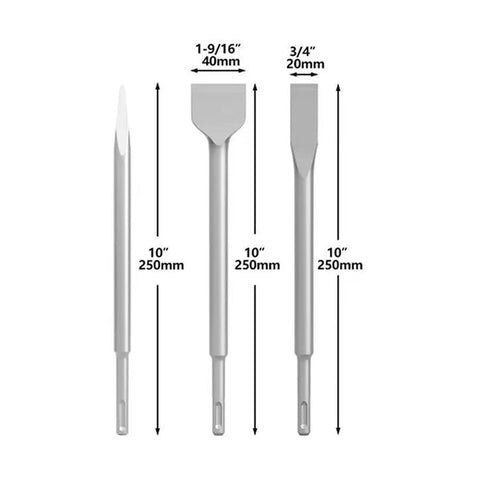 Beefy Heavy Duty Concrete Drill Bit Set Six Piece 40Cr Steel Rotary Hammer Bits with 20mm and 40mm chisels for masonry work
