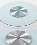 Heavy Duty 40 Inch Tempered Glass Lazy Susan Turntable With Quiet Aluminum Rollers For Butter Smooth 360 Spins and Zero Hassle Serving At Your Next Backyard Bash top and bottom view