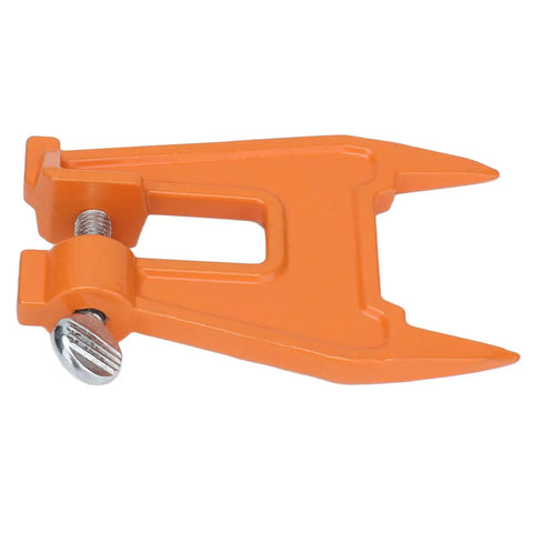 Portable Compact 5.1 Inch Chain Filing Vise With Dual Lock System For Chainsaw Sharpening in orange iron alloy.