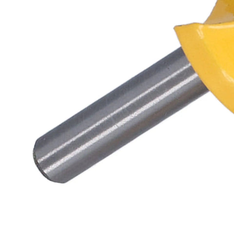 Close-up of a carbon steel router bit shank for Get The Best Router Bit Set For Your Woodworking Projects With This 4 Piece Round Over Flush Trim Tool Kit Featuring Carbon Steel 1/4 Inch Shank Bits Perfect For DIY Smoothing Edges And Trimming Boards Like A Boss.