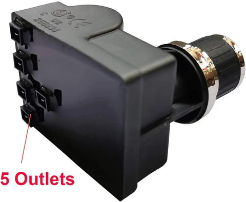 Five outlet spark generator for patio grills, showing side view, AA battery required, CSA certified, electric ignitor for CG7200 models.