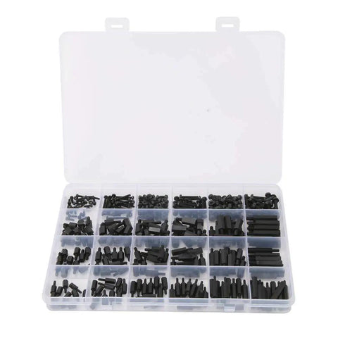 360 Piece Nylon Hex Standoff Spacer Kit M2 M2.5 M3 Black Insulated Nylon Spacers With Male Female Ends And Screw Nuts Includes Plastic Storage Box For PCB Mounting And Electronics Assembly in organizer box