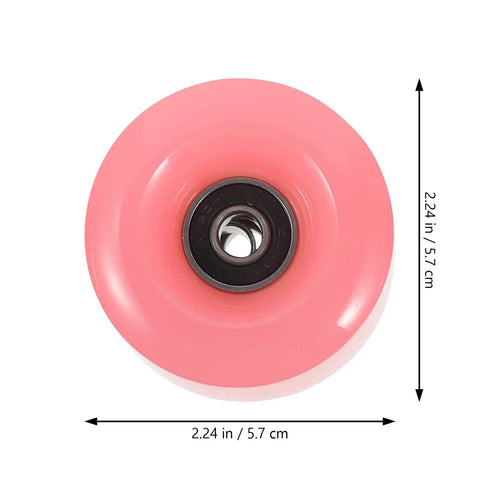 Double Row Roller Skate Wheels With Bearings 4 Pack Semi Jelly Outdoor Wheels pink PU material 5.7 cm diameter