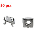 Heavy Duty M6 Mounting Cage Nuts For Server Rack And Network Cabinet Buildout Set with two clips showing quality carbon steel material.