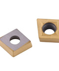 Carbide Lathe Inserts Set For Semi Finishing Steel CNC CCMT060204 HM YBC251 Tools close-up of square inserts with a hole