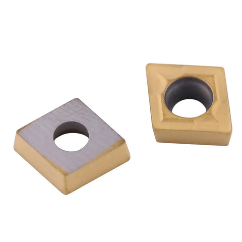 Carbide Lathe Inserts Set For Semi Finishing Steel CNC CCMT060204 HM YBC251 Tools close-up of square inserts with a hole