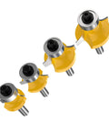 Roundover Router Bit Set Four Piece With 1/4 Inch Shank Radii 1/8 1/4 3/16 5/16 Bearing Guide For Smooth Edge Rounding