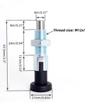 Pair Of M12 Push Fit Ball Nose Spring Plungers Carbon Steel Self Locking Locate Pins detailed dimensions and features