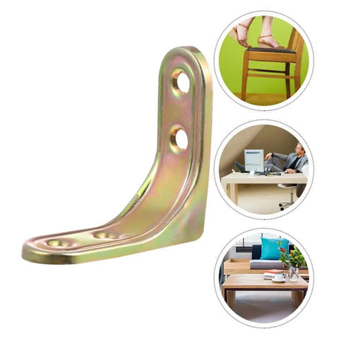 Heavy Duty Metal L Bracket And Corner Shield Supporting Shelving Braces With A Slick Right Angle Design For Wood Furniture Wall Mounted Cabinet Shelf Brace Hardware Kit, close-up view.