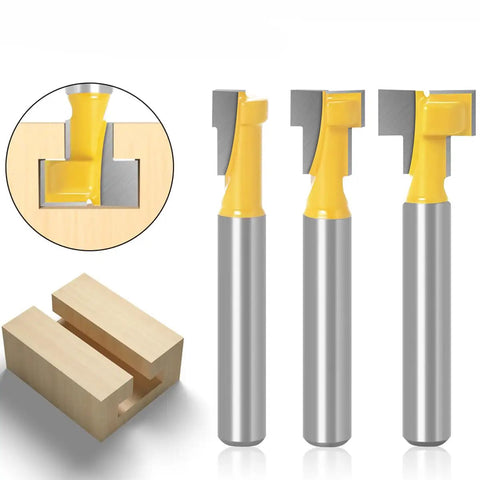 Five Piece T Slot Router Bit Set With 1/4 Inch Shank Keyhole Track Cutters For 5/16 3/8 7/16 1/2 And 5/8 Inch Slots Pro Grade C3 Micro Grain