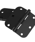 ARTIBETTER 2-pack black rounded-corner iron door hinges with screw holes for cabinets and outdoor gates