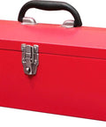 ATB213 Torin 16 Inch Hip Roof Style Portable Steel Tool Box With Metal Latch Closure Red, Heavy Duty Garage Organizer, Side View