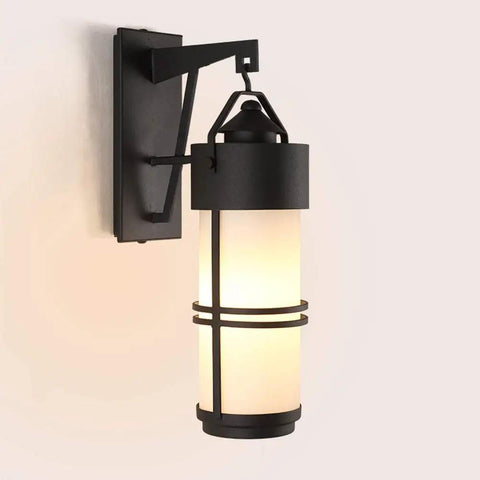Outdoor E27 Wall Light LED Sconce With Glass Waterproof Lantern For Patio Balcony Garage And Workshop, Rustic Modern Design