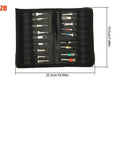 18 Piece Pro Terminal Removal Tool Kit With Ejector And Key Extractor in black cloth bag, dimensions 25.5x19.5cm